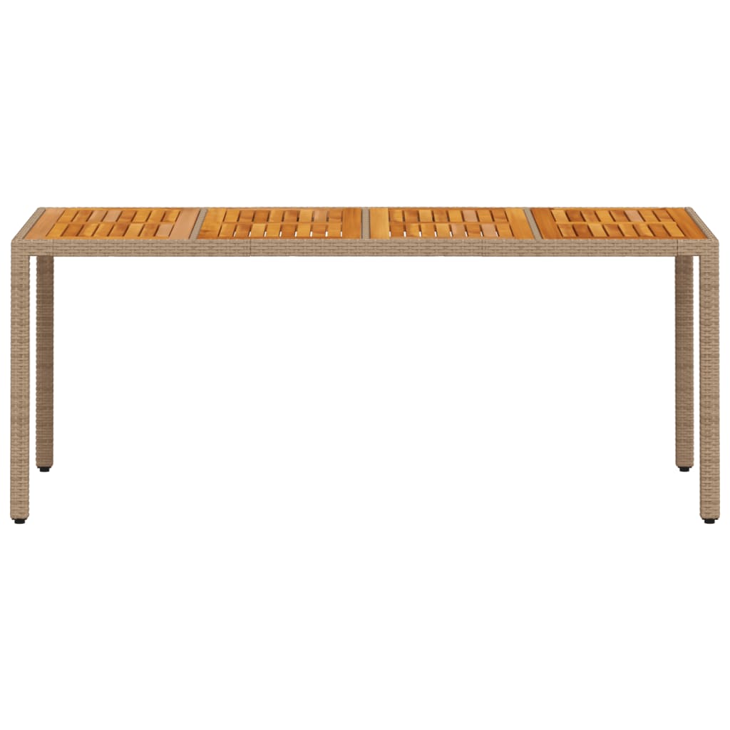 Tuintafel 190x90x75 cm poly rattan en acaciahout beige - AllerleiShop