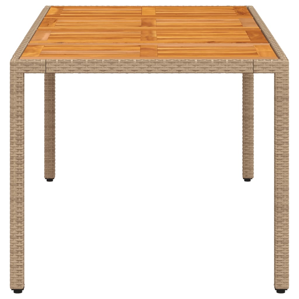 Tuintafel 190x90x75 cm poly rattan en acaciahout beige - AllerleiShop