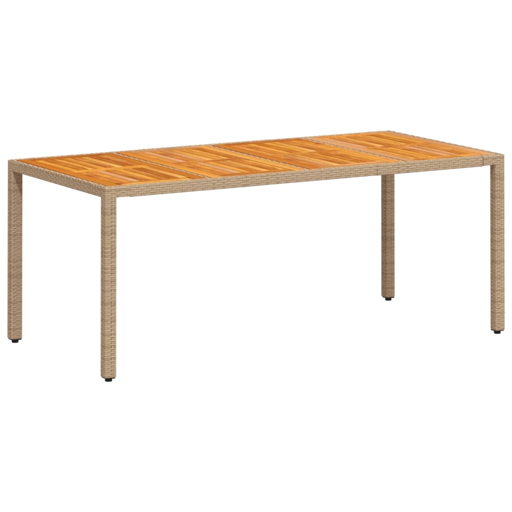 Tuintafel 190x90x75 cm poly rattan en acaciahout beige - AllerleiShop