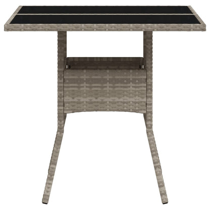 Tuintafel met glazen blad 80x80x75 cm poly rattan lichtgrijs - AllerleiShop