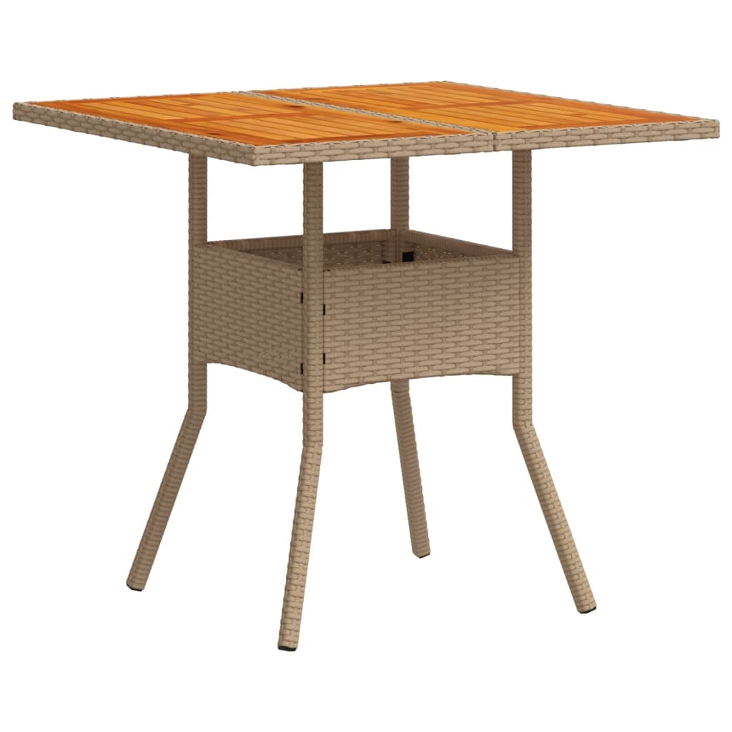 Tuintafel 80x80x75 cm poly rattan en acaciahout beige - AllerleiShop