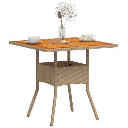 Tuintafel 80x80x75 cm poly rattan en acaciahout beige - AllerleiShop