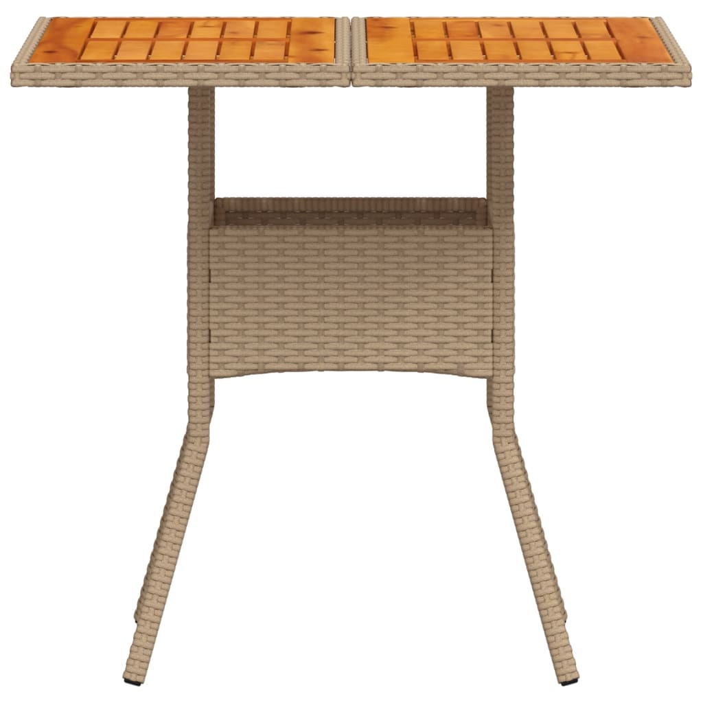 Tuintafel 80x80x75 cm poly rattan en acaciahout beige - AllerleiShop