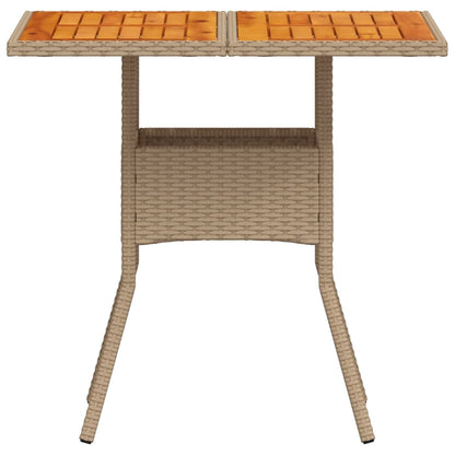 Tuintafel 80x80x75 cm poly rattan en acaciahout beige - AllerleiShop