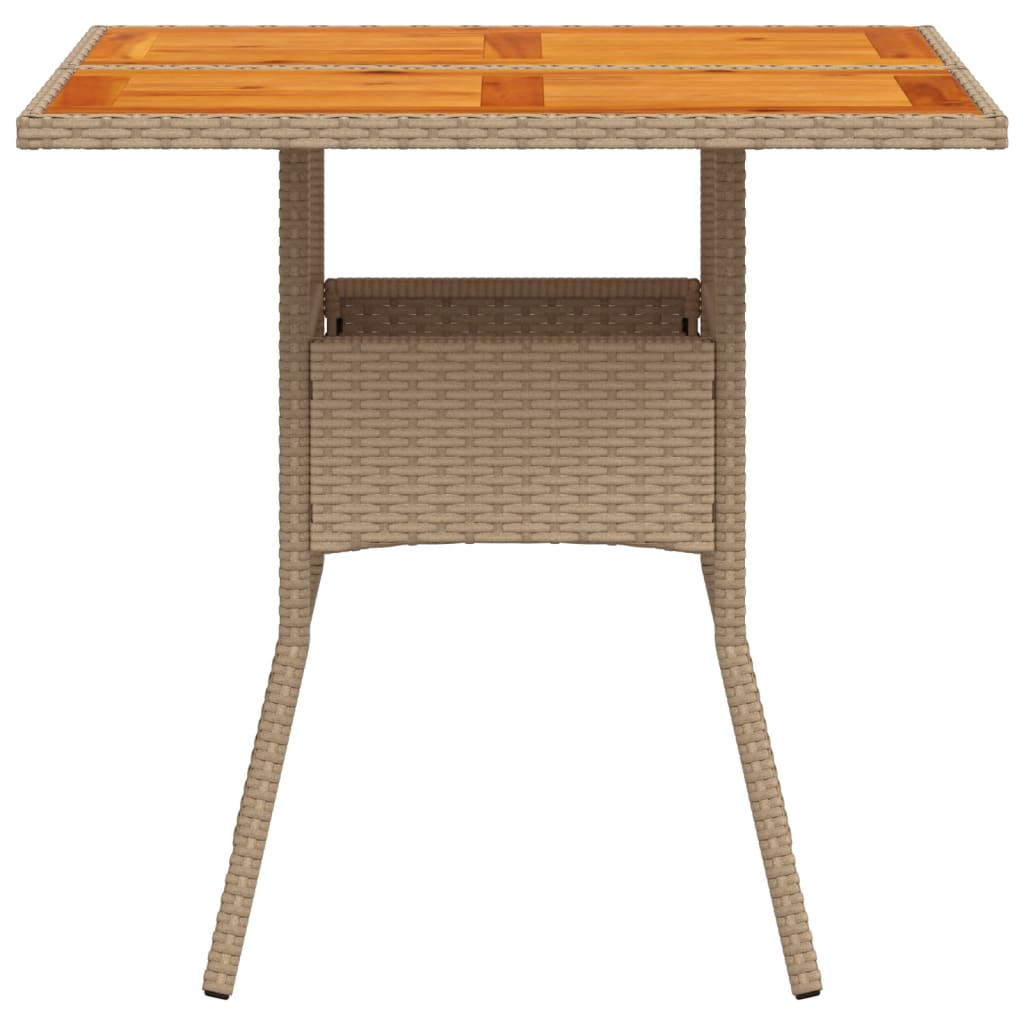 Tuintafel 80x80x75 cm poly rattan en acaciahout beige - AllerleiShop