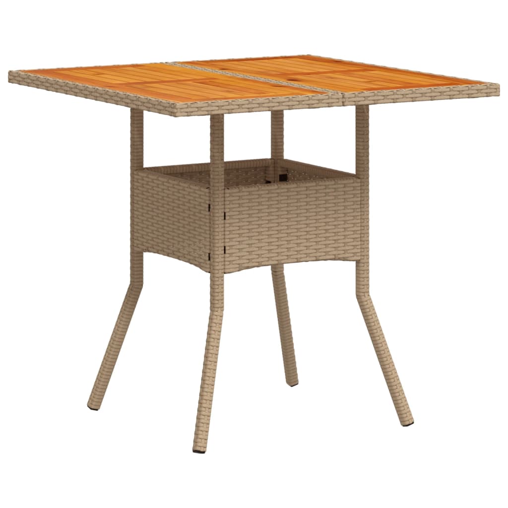 Tuintafel 80x80x75 cm poly rattan en acaciahout beige - AllerleiShop