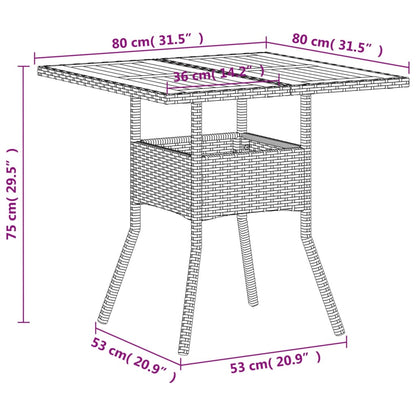 Tuintafel 80x80x75 cm poly rattan en acaciahout beige - AllerleiShop