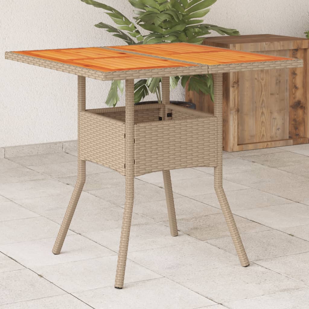 Tuintafel 80x80x75 cm poly rattan en acaciahout beige - AllerleiShop