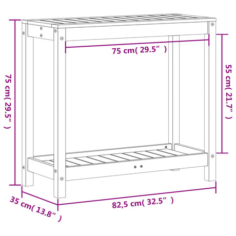 Oppottafel met schap 82,5x35x75 cm geïmpregneerd grenenhout