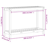 Oppottafel met schap 108x35x75 cm massief grenenhout wit