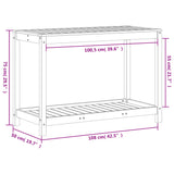 Oppottafel met schap 108x50x75 cm massief grenenhout