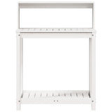 Oppottafel met schappen 82,5x50x109,5 cm massief grenenhout wit - AllerleiShop