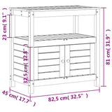 Oppottafel met schappen 82,5x45x81 cm massief grenenhout