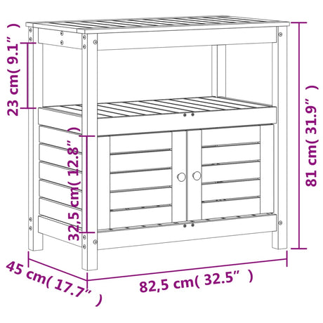 Oppottafel met schappen 82,5x45x81 cm geïmpregneerd hout