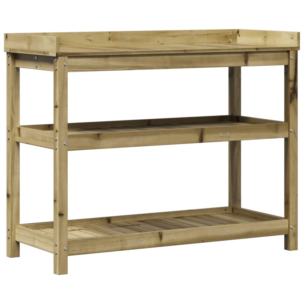 Houten oppottafel met open schappen 108x45x86,5 cm - Geïmpregneerd grenenhout