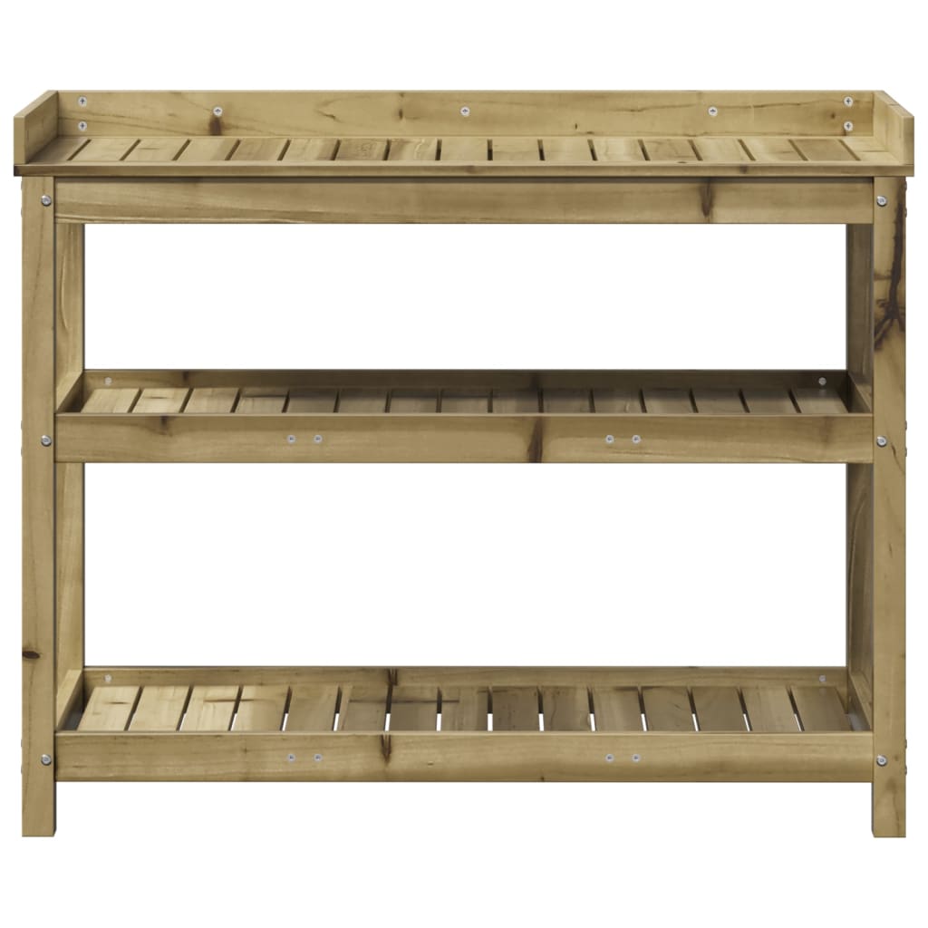 Houten oppottafel met open schappen 108x45x86,5 cm - Geïmpregneerd grenenhout