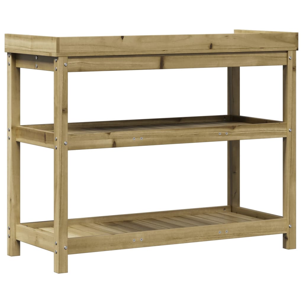 Houten oppottafel met open schappen 108x45x86,5 cm - Geïmpregneerd grenenhout