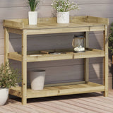 Houten oppottafel met open schappen 108x45x86,5 cm - Geïmpregneerd grenenhout