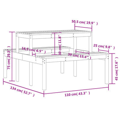 Picknicktafel 110x134x75 cm massief grenenhout - AllerleiShop