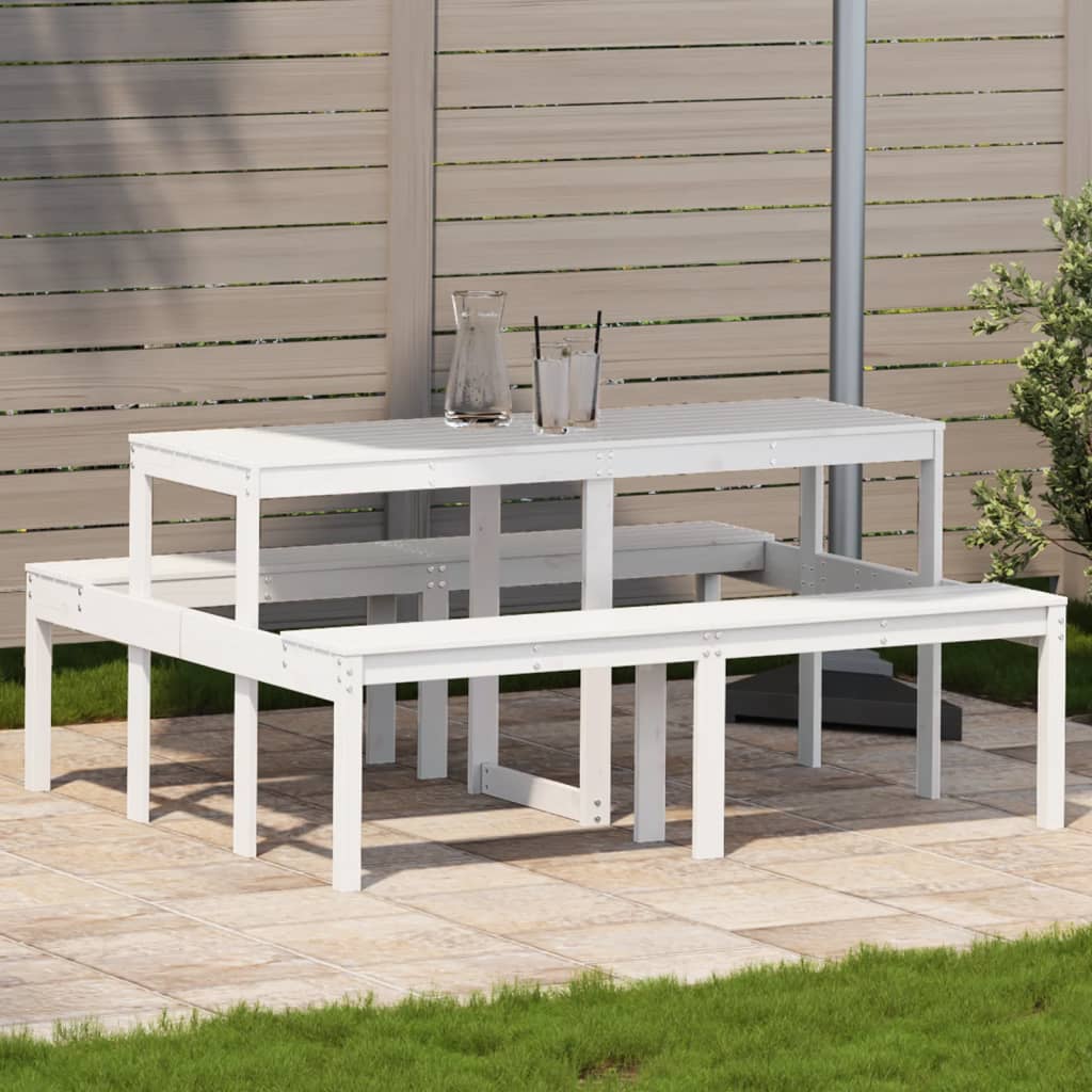 Picknicktafel 160x134x75 cm massief grenenhout wit - AllerleiShop