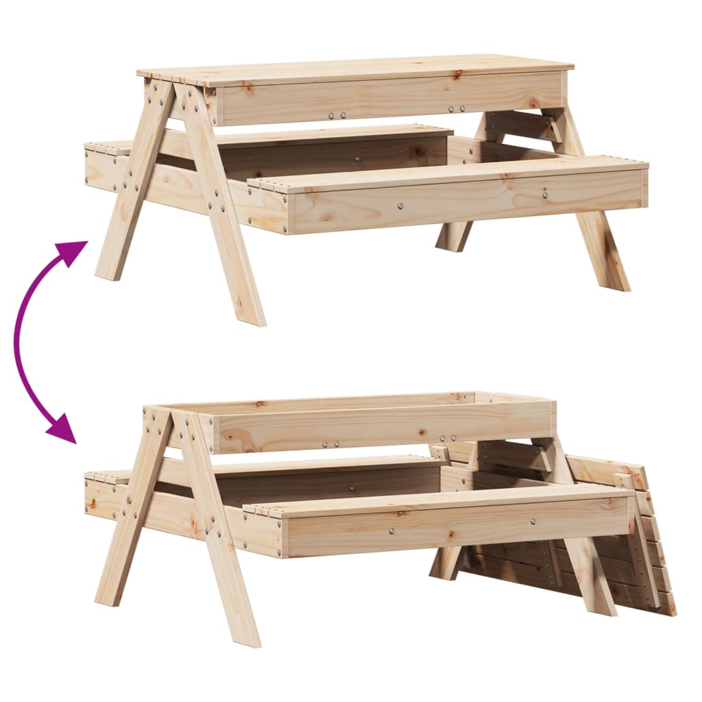 Picknicktafel met zandbak voor kinderen massief grenenhout - AllerleiShop