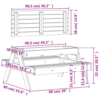 Picknicktafel met zandbak voor kinderen massief grenenhout - AllerleiShop