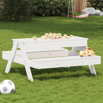 Picknicktafel met zandbak voor kinderen massief grenenhout wit - AllerleiShop