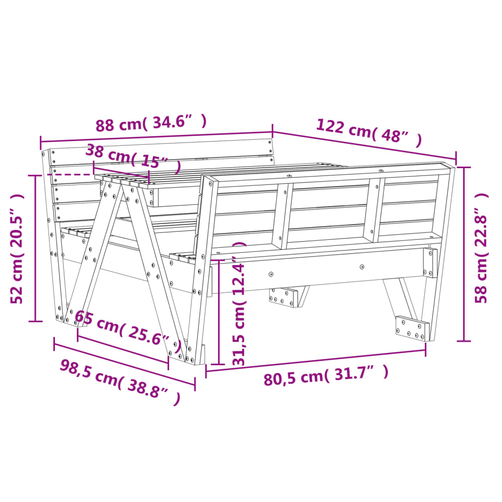 Picknicktafel voor kinderen 88x122x58 cm geïmpregneerd hout - AllerleiShop