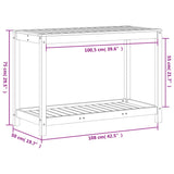 Oppottafel met schap 108x50x75 cm massief grenenhout wasbruin