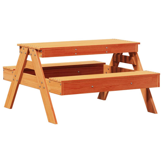 Picknicktafel voor kinderen 88x97x52 cm grenenhout wasbruin - AllerleiShop