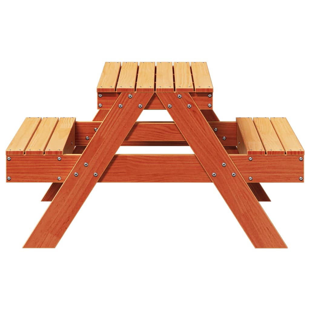 Picknicktafel voor kinderen 88x97x52 cm grenenhout wasbruin - AllerleiShop