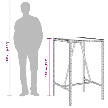 Tuinbartafel 70x70x110 cm poly rattan grijs - AllerleiShop