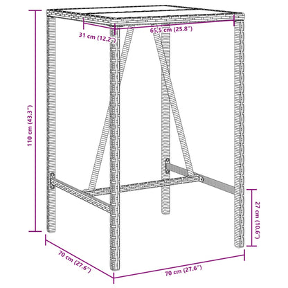 Tuinbartafel 70x70x110 cm poly rattan grijs - AllerleiShop