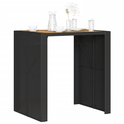 Tuinbartafel acaciahouten blad 105x80x110 cm poly rattan zwart - AllerleiShop