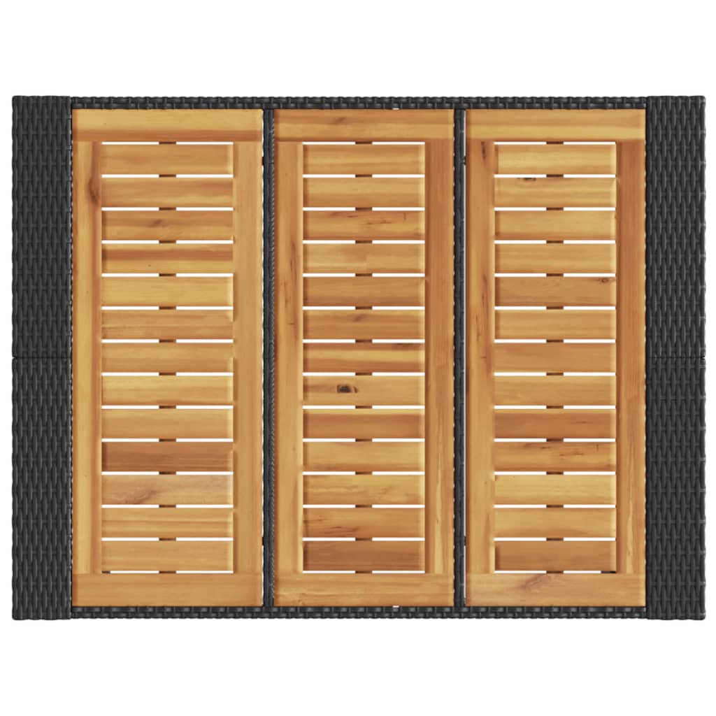 Tuinbartafel acaciahouten blad 105x80x110 cm poly rattan zwart - AllerleiShop