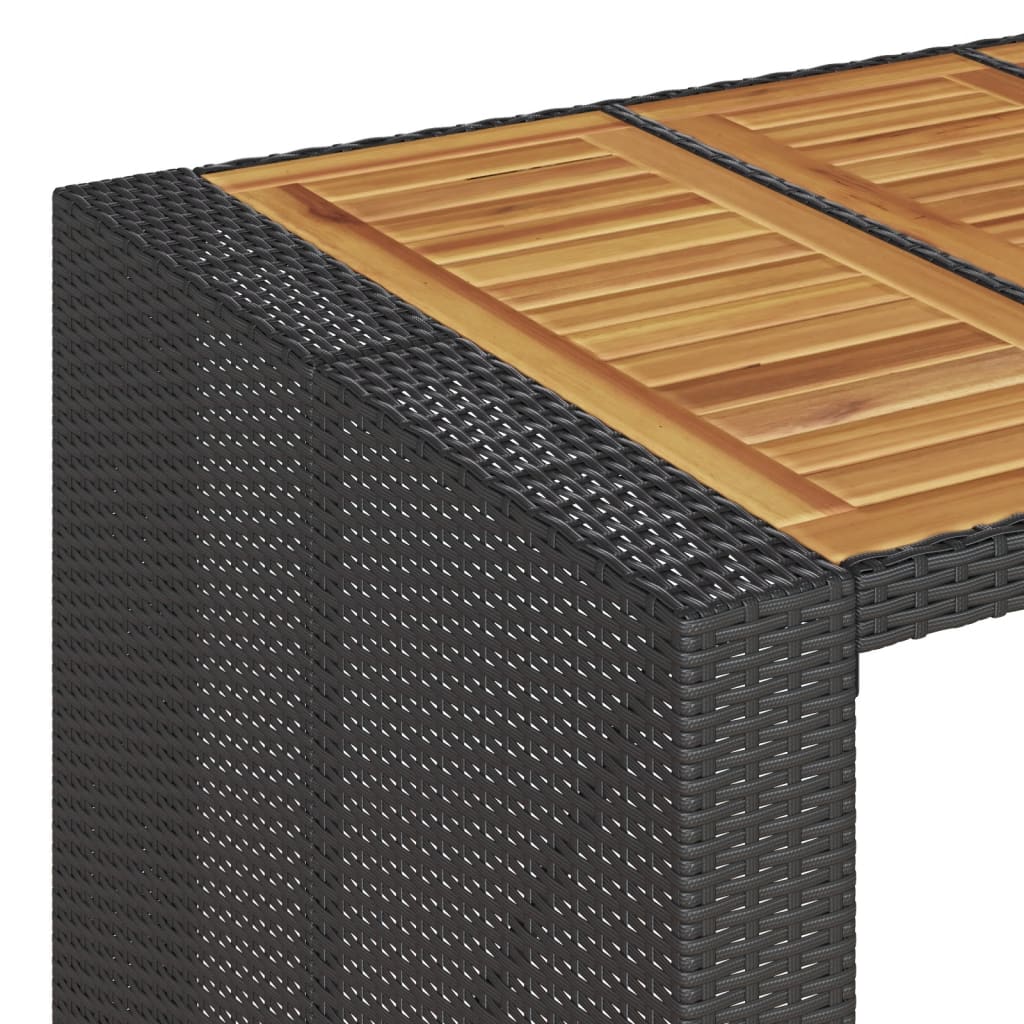 Tuinbartafel acaciahouten blad 105x80x110 cm poly rattan zwart - AllerleiShop