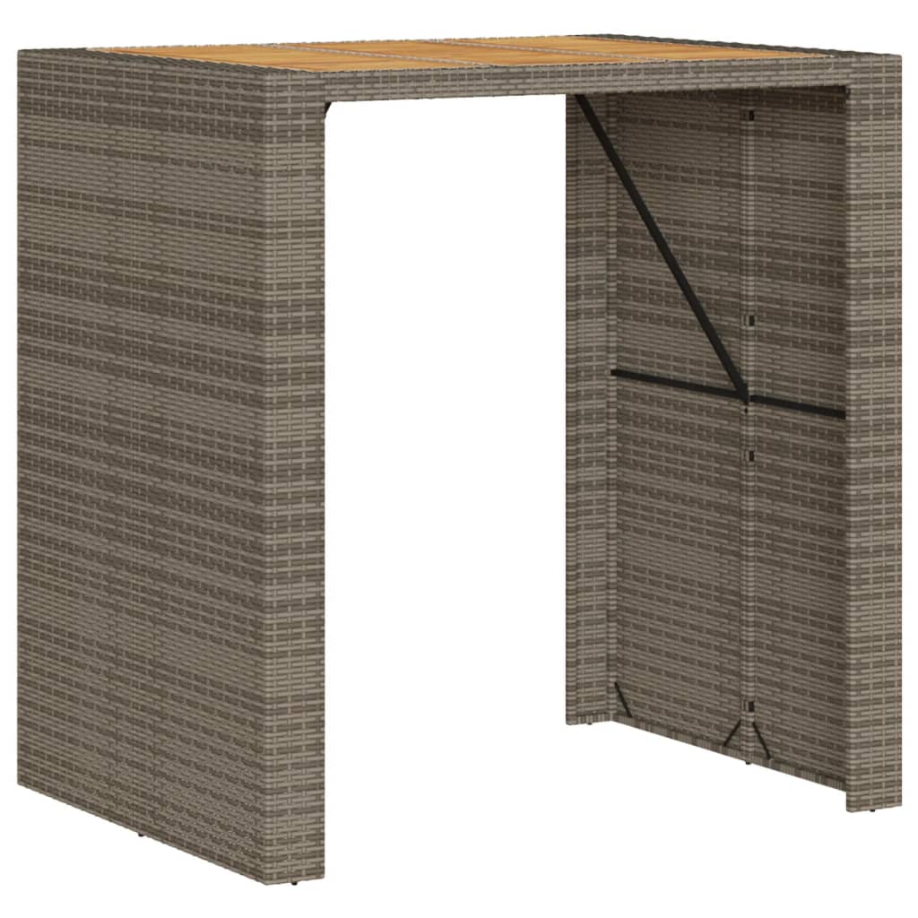 Tuinbartafel acaciahouten blad 105x80x110 cm poly rattan grijs - AllerleiShop