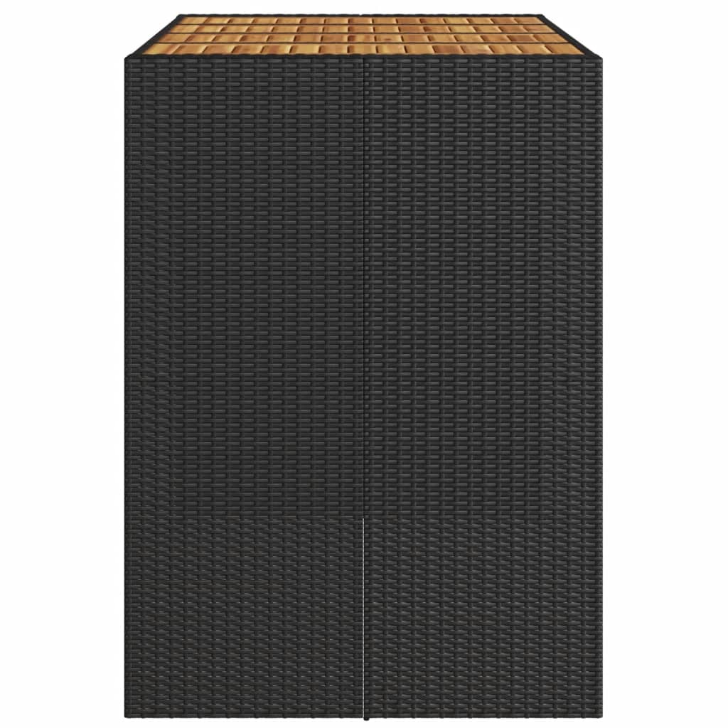 Tuinbartafel acaciahouten blad 145x80x110 cm poly rattan zwart - AllerleiShop