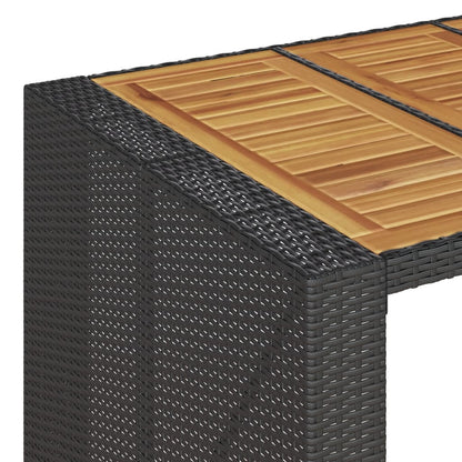 Tuinbartafel acaciahouten blad 145x80x110 cm poly rattan zwart - AllerleiShop