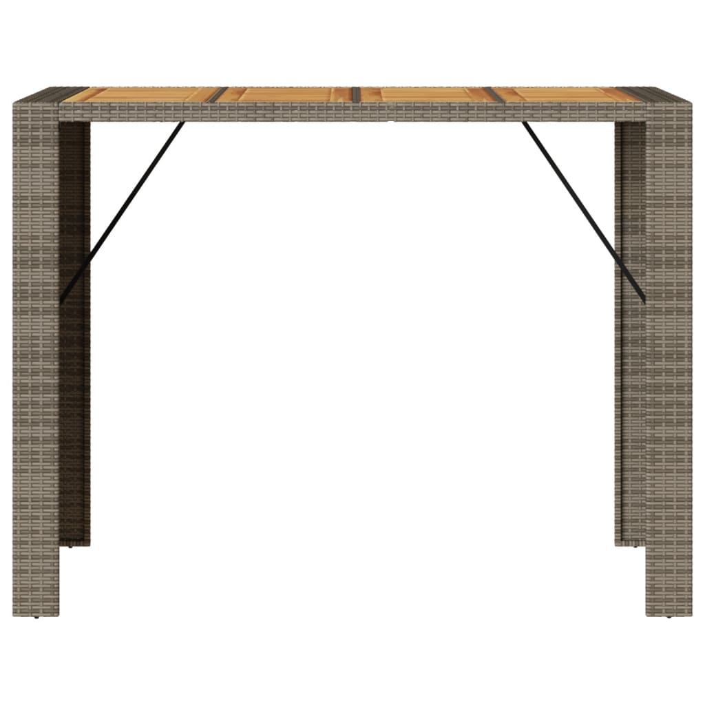 Tuinbartafel acaciahouten blad 145x80x110 cm poly rattan grijs - AllerleiShop