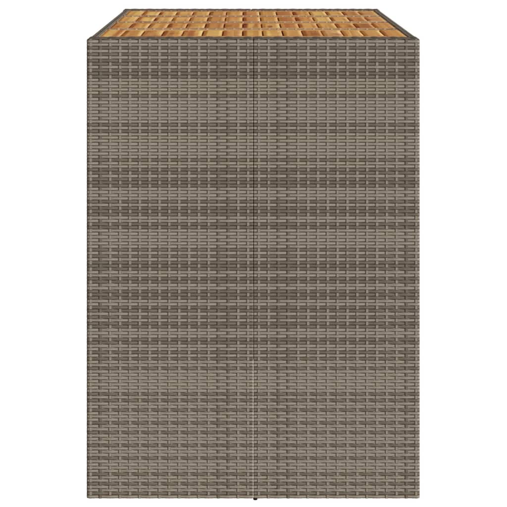 Tuinbartafel acaciahouten blad 145x80x110 cm poly rattan grijs - AllerleiShop