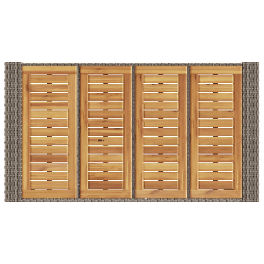 Tuinbartafel acaciahouten blad 145x80x110 cm poly rattan grijs - AllerleiShop