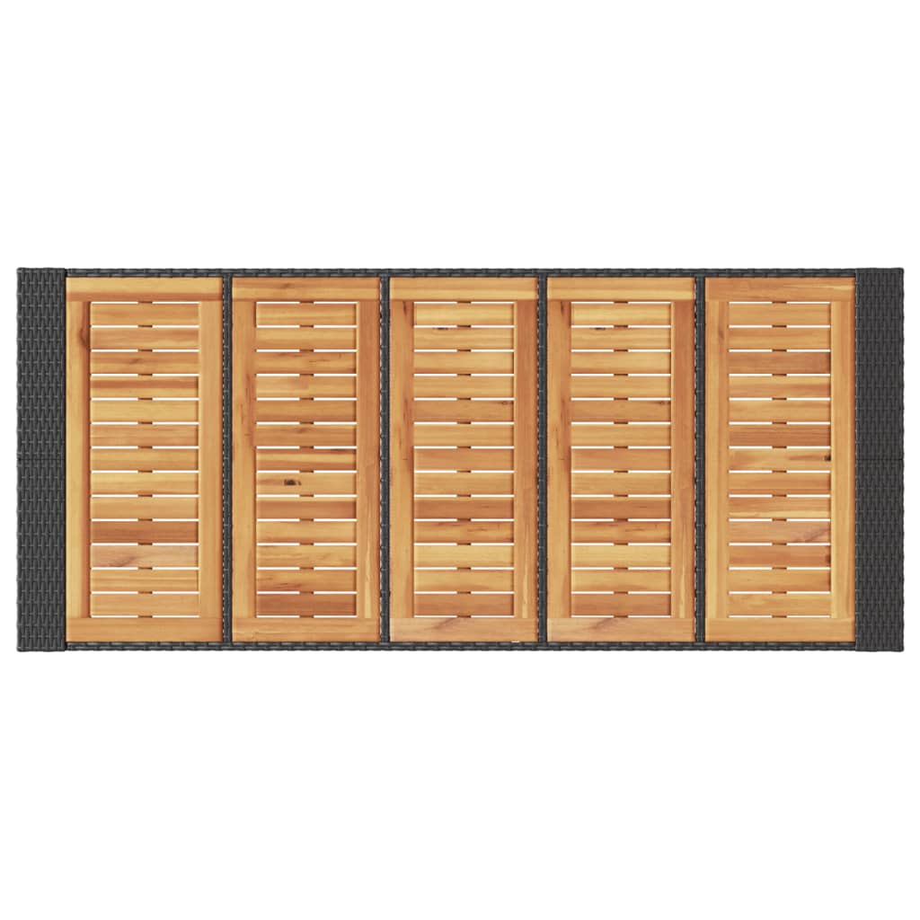 Tuinbartafel acaciahouten blad 185x80x110 cm poly rattan zwart - AllerleiShop