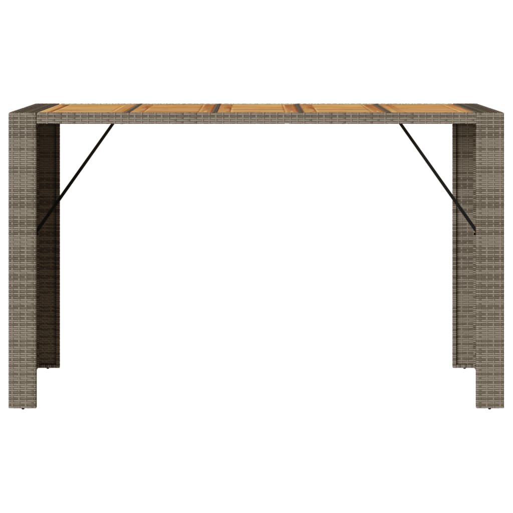 Tuinbartafel acaciahouten blad 185x80x110 cm poly rattan grijs - AllerleiShop