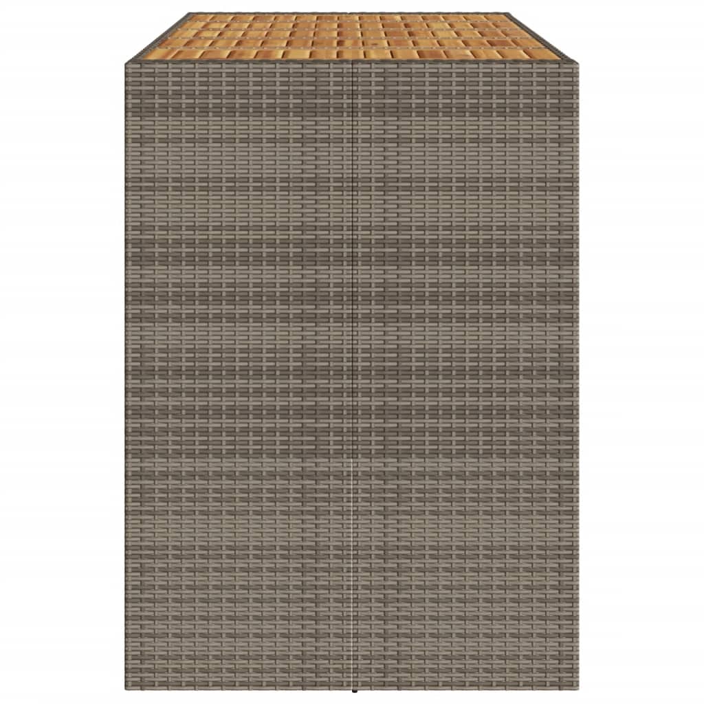 Tuinbartafel acaciahouten blad 185x80x110 cm poly rattan grijs - AllerleiShop