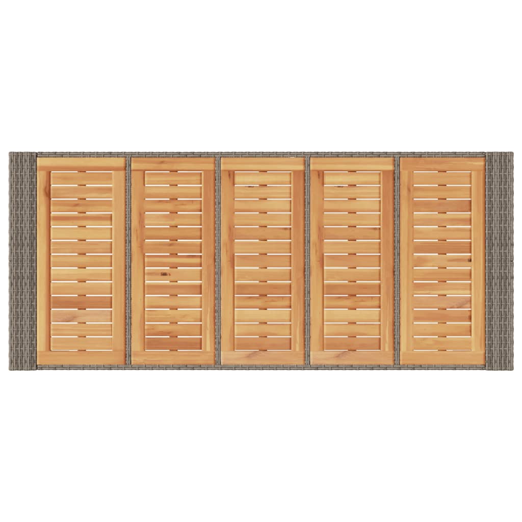 Tuinbartafel acaciahouten blad 185x80x110 cm poly rattan grijs - AllerleiShop