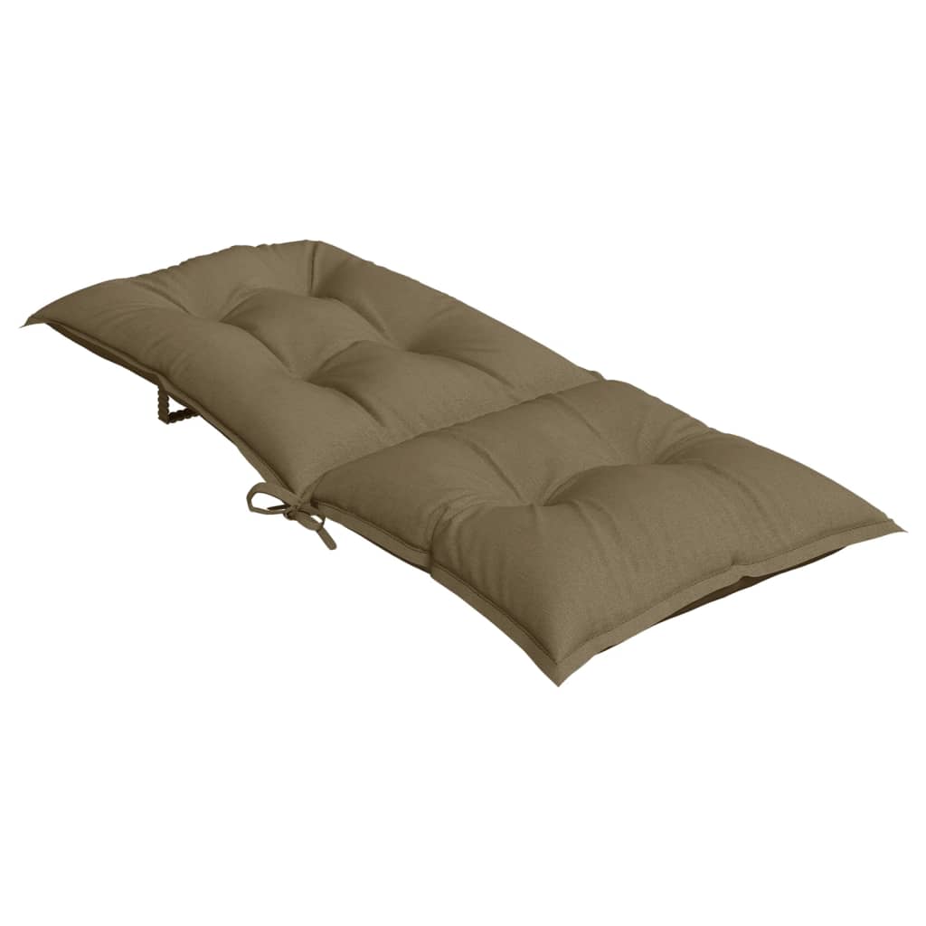 Stoelkussens 2 st hoge rug 120x50x7 cm stof gemêleerd taupe - AllerleiShop