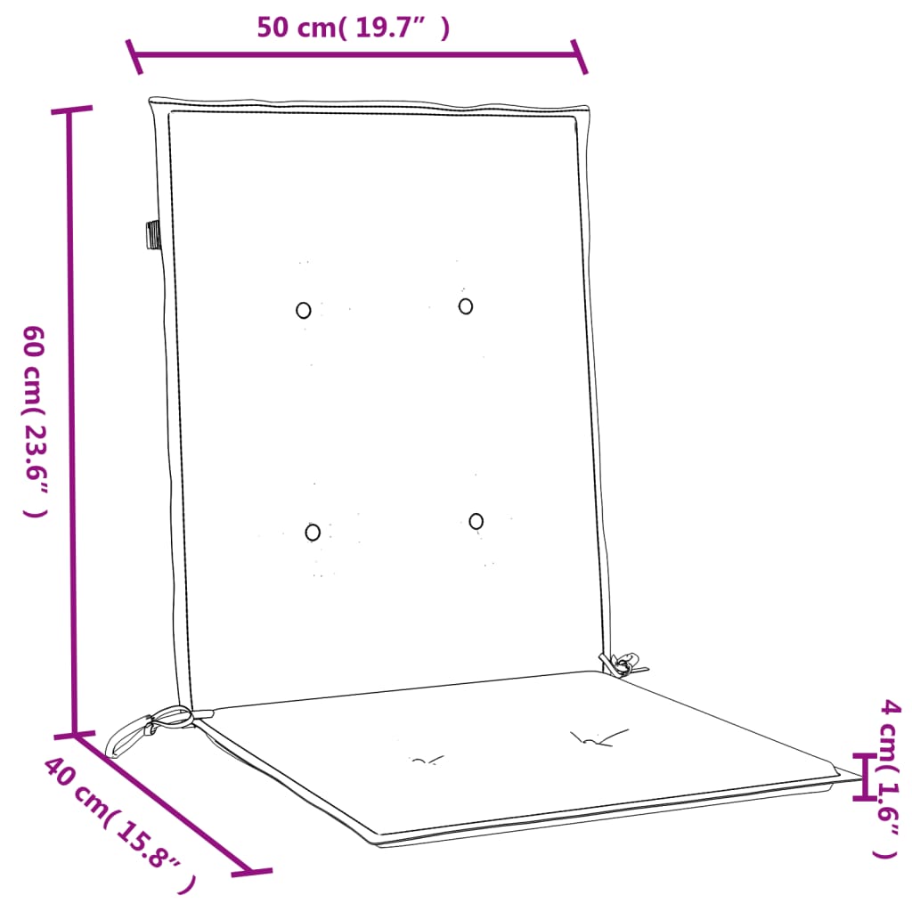 Stoelkussens 2 st lage rug 100x50x4 cm stof gemêleerd antraciet - AllerleiShop