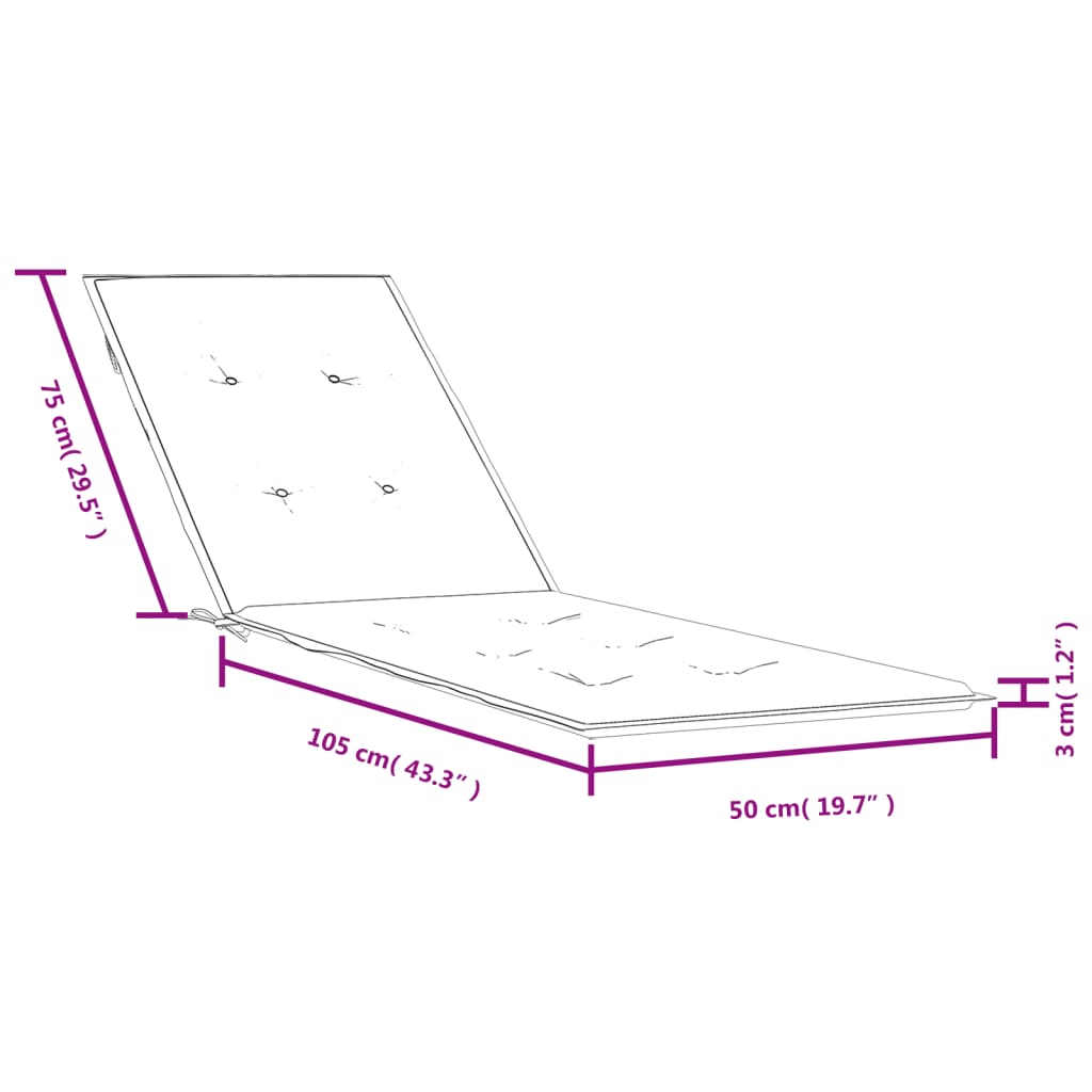 Terrasstoelkussen (75+105)x50x3 cm stof gemêleerd antraciet - AllerleiShop