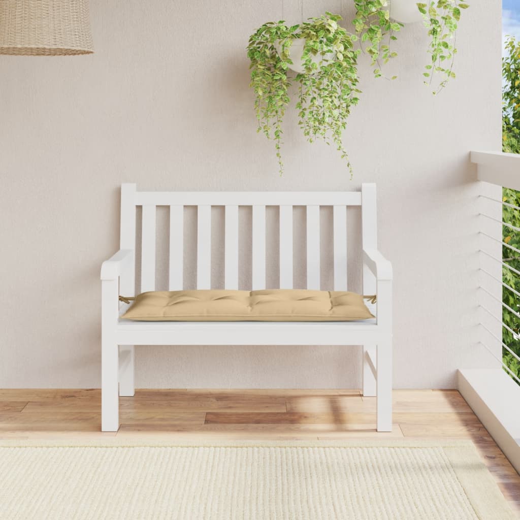 Tuinbankkussen 100x50x7 cm stof gemêleerd beige - AllerleiShop